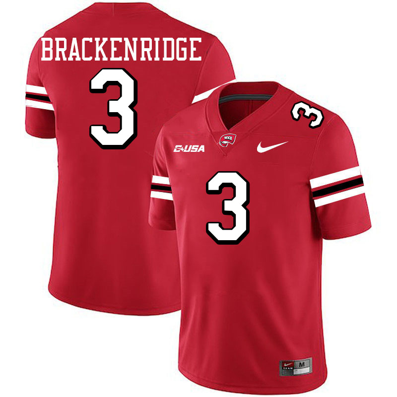 Anthony Brackenridge WKU Jersey, Western Kentucky Hilltoppers #3 Anthony Brackenridge Jersey Youth-Red